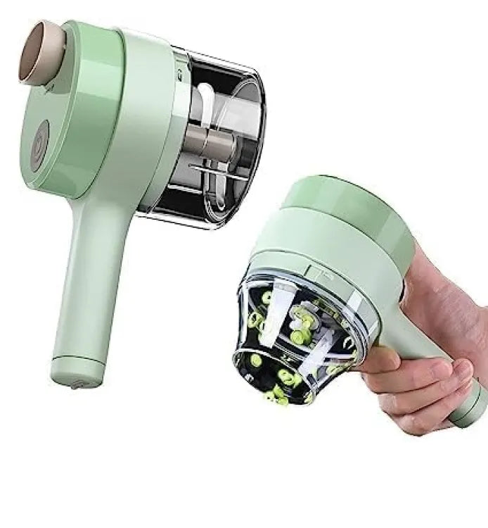 4 in 1 Electric Vegetable Cutter Chopper Cooking Handheld Hammer Food Chopper Garlic Press and Set Slicer Vegetable Spiral Slicer Cutter Masher Machine Kitchen Tool Multifunctional