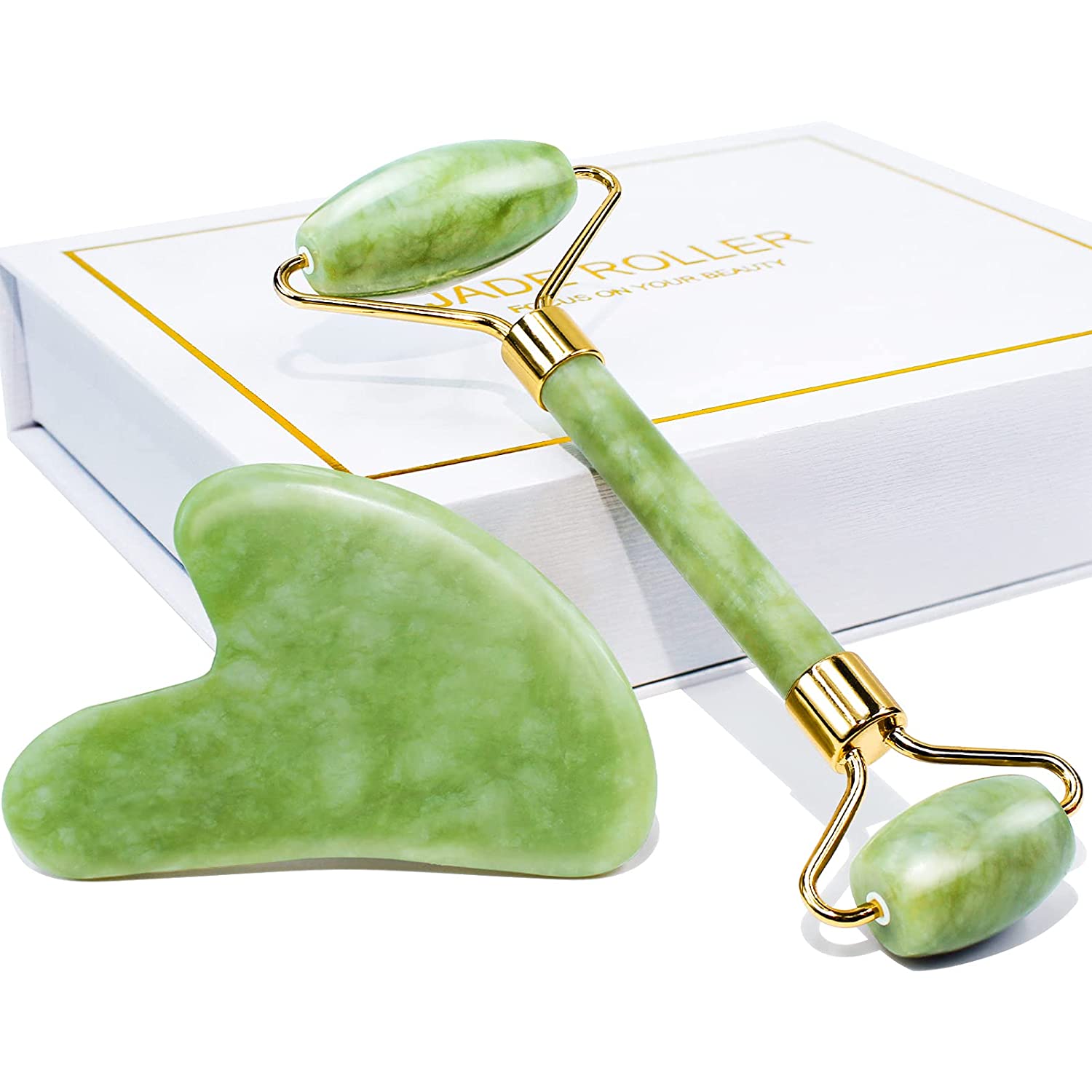 Jade Roller And Real Gua Sha Stone For Face Massager