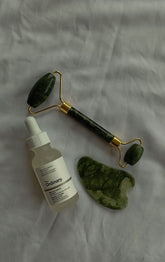 Get 3in1 deal real Gua sha stone and jade roller with the ordinary syrum