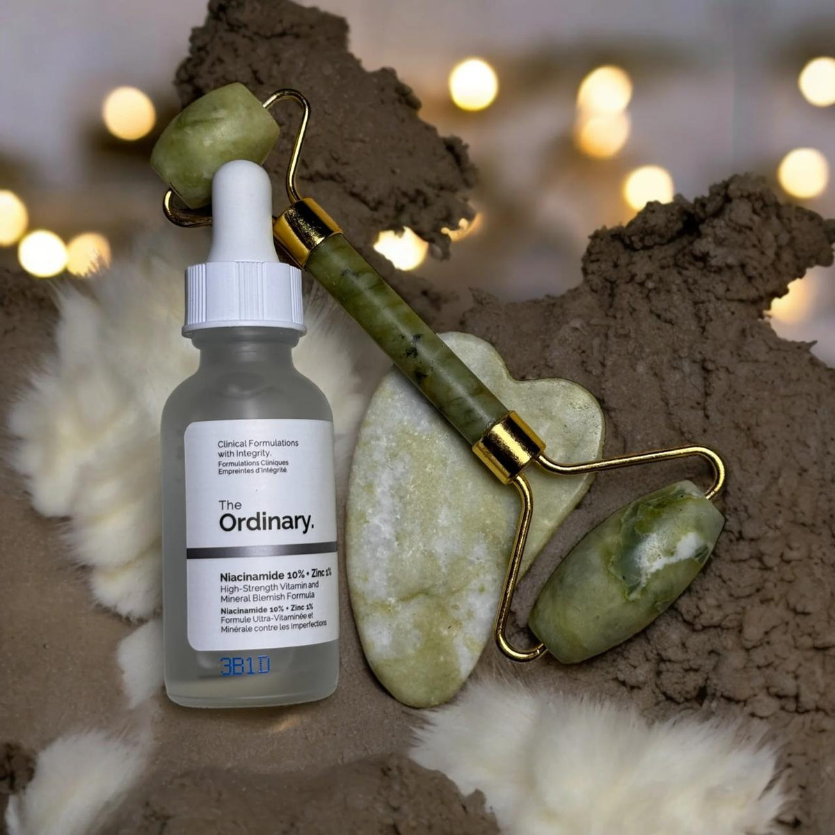 Get 3in1 deal real Gua sha stone and jade roller with the ordinary syrum